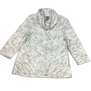 Chico’s Cowl Neck 3/4 Sleeve Ribbed Stretchy Top Blouse